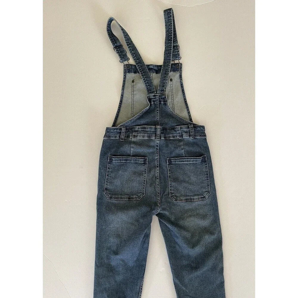 Free People Distressed Blue Denim Overalls Medium‎ Wash Size 26